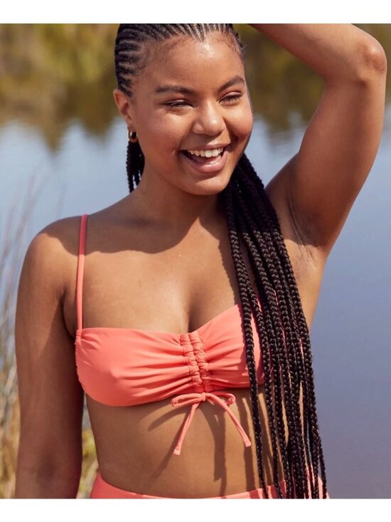 aerie Other - NWT Aerie Pink Coral Bandeau Ruched Bikini Top - Size: Small